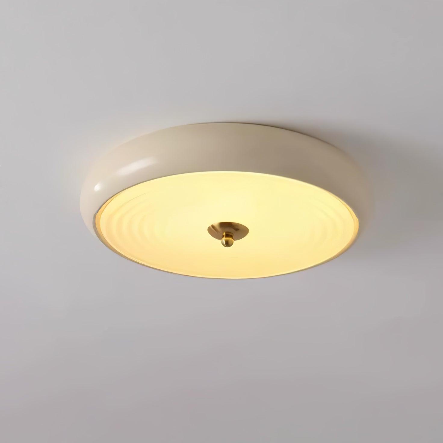 Modern Ripple Glass Flush Mount Ceiling Light Cream Textured Shade Overhead Fixture