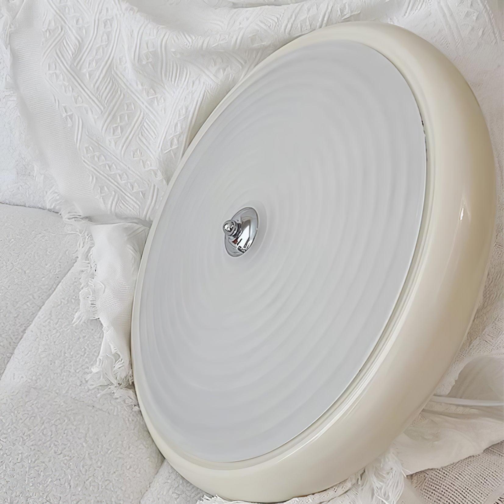 Modern Ripple Glass Flush Mount Ceiling Light Cream Textured Shade Overhead Fixture