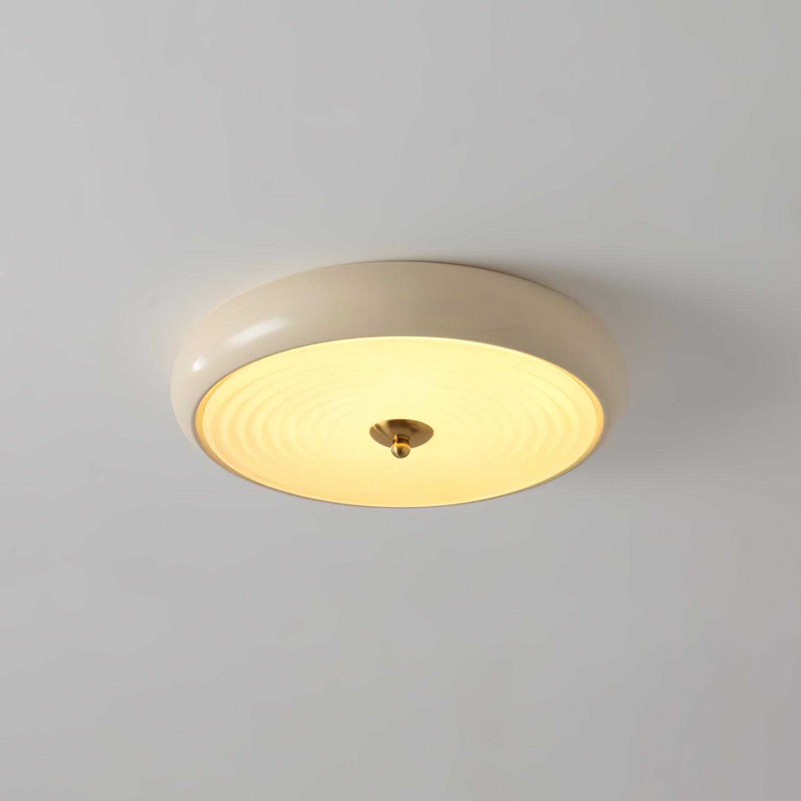 Modern Ripple Glass Flush Mount Ceiling Light Cream Textured Shade Overhead Fixture