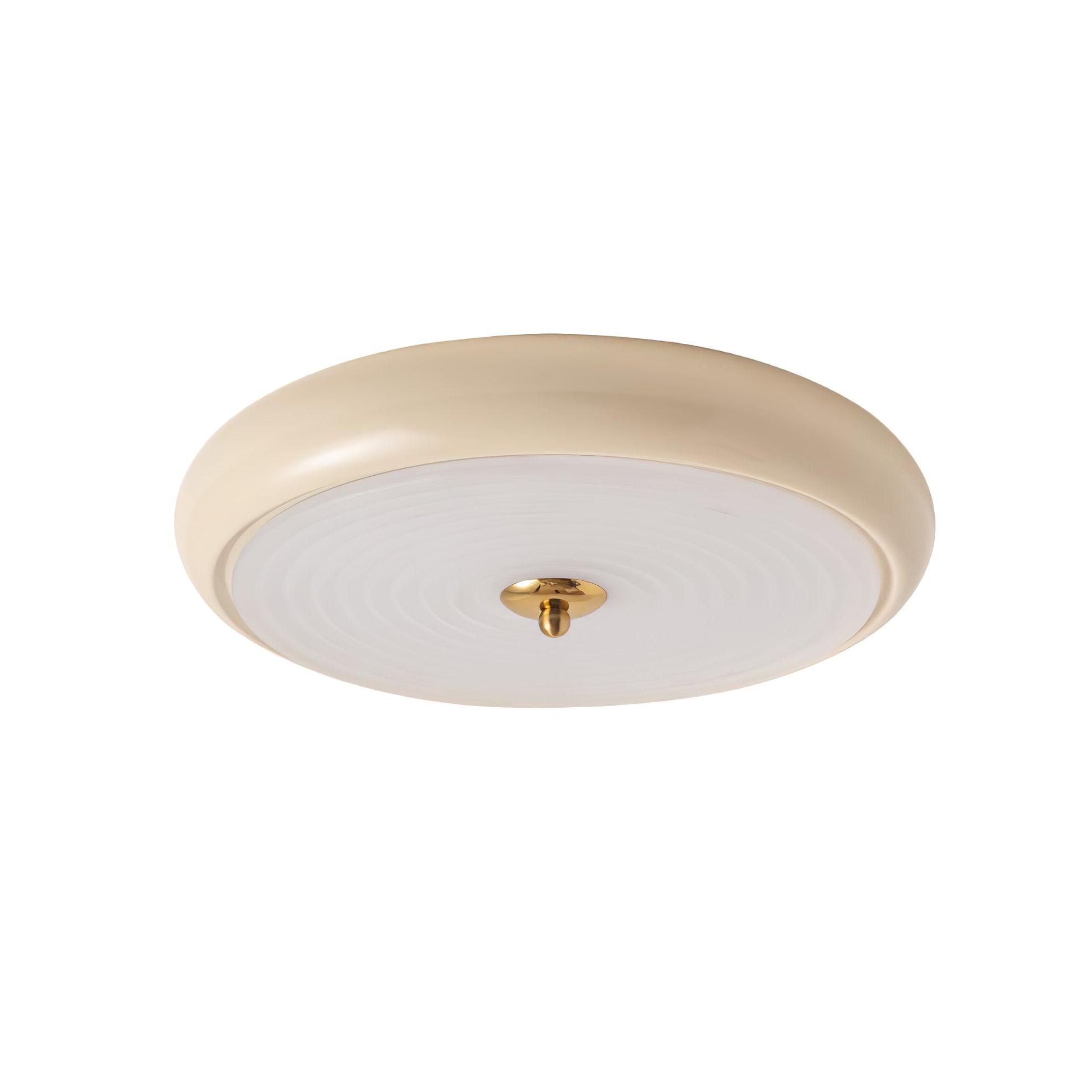 Modern Ripple Glass Flush Mount Ceiling Light Cream Textured Shade Overhead Fixture