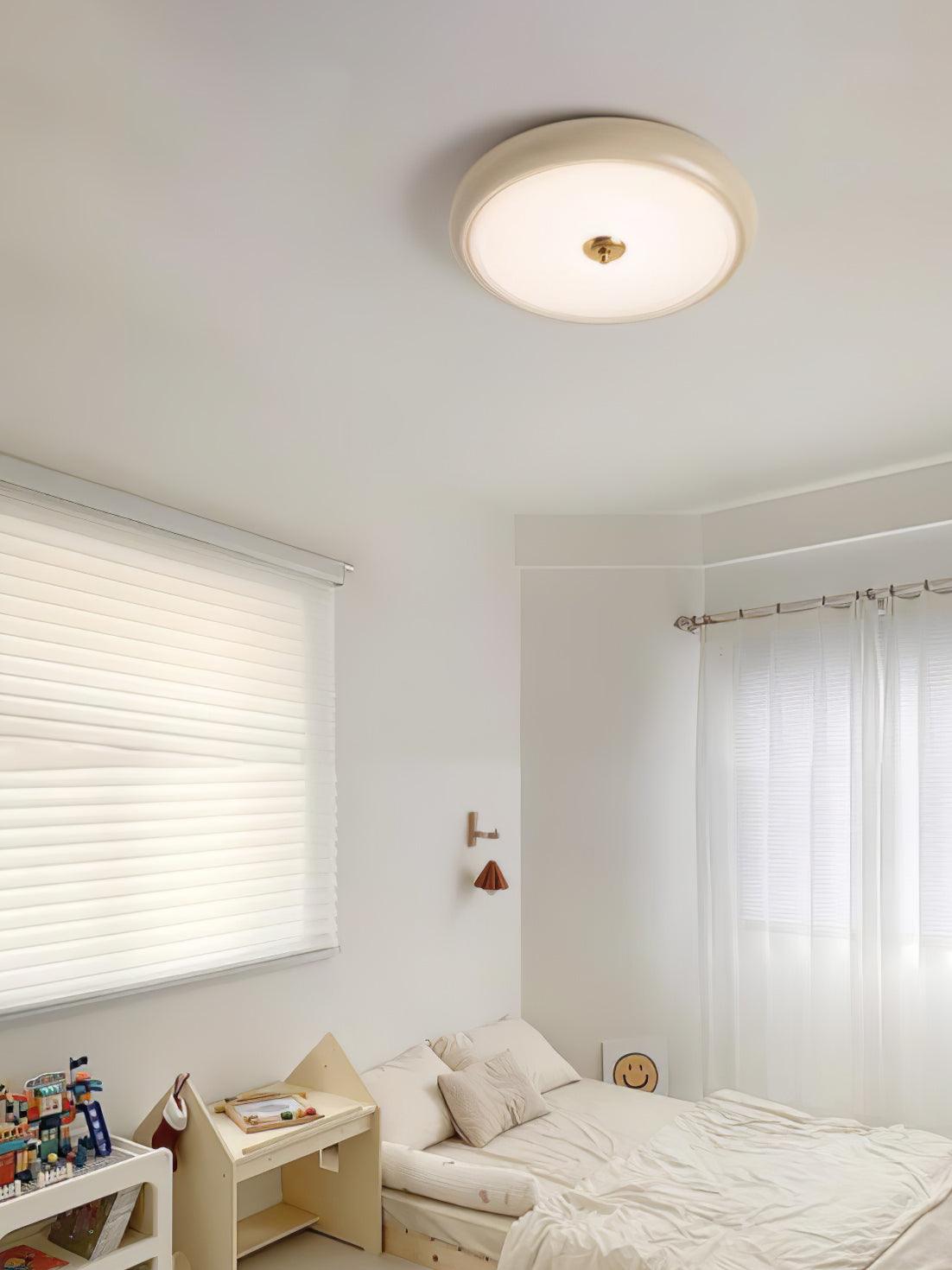 Modern Ripple Glass Flush Mount Ceiling Light Cream Textured Shade Overhead Fixture