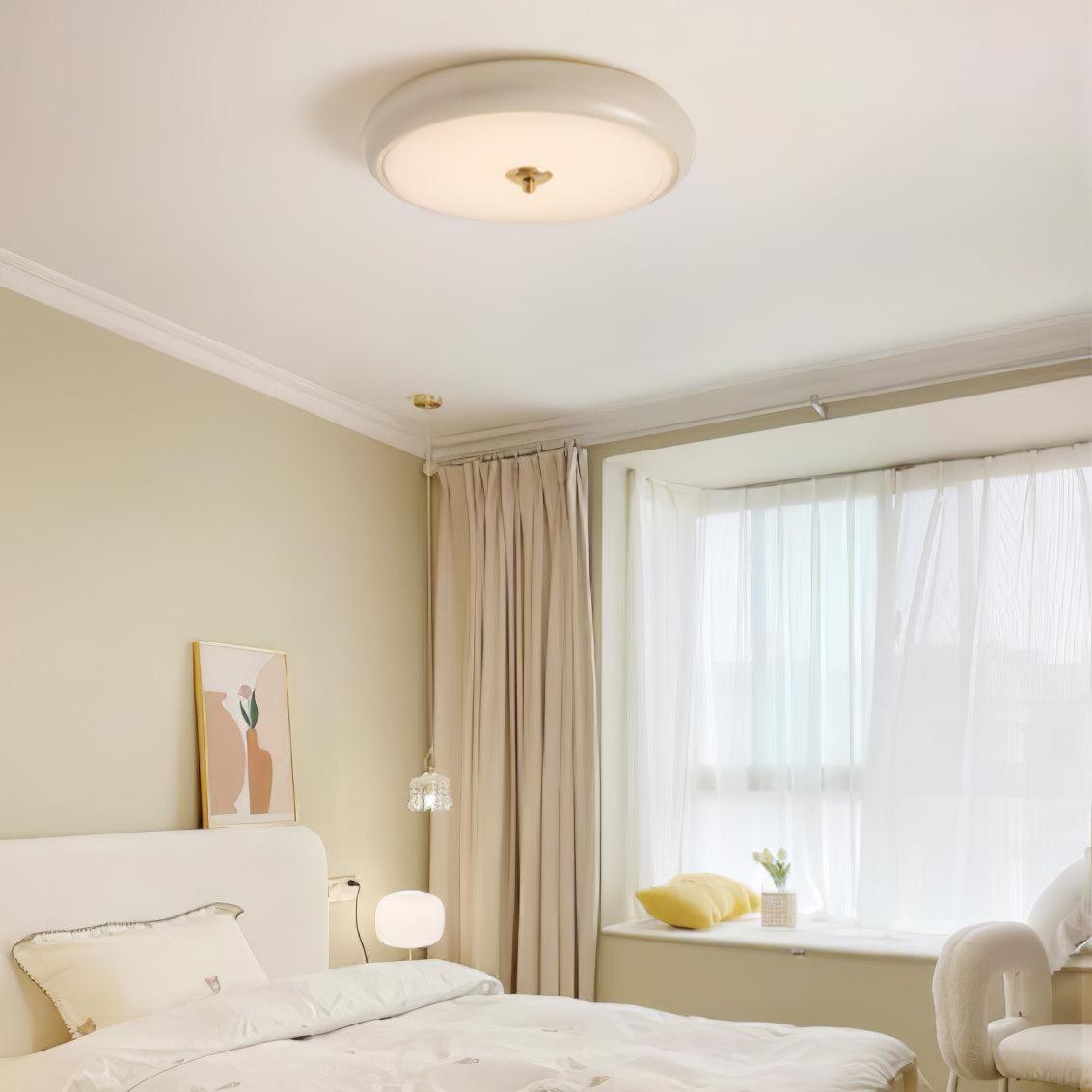 Modern Ripple Glass Flush Mount Ceiling Light Cream Textured Shade Overhead Fixture