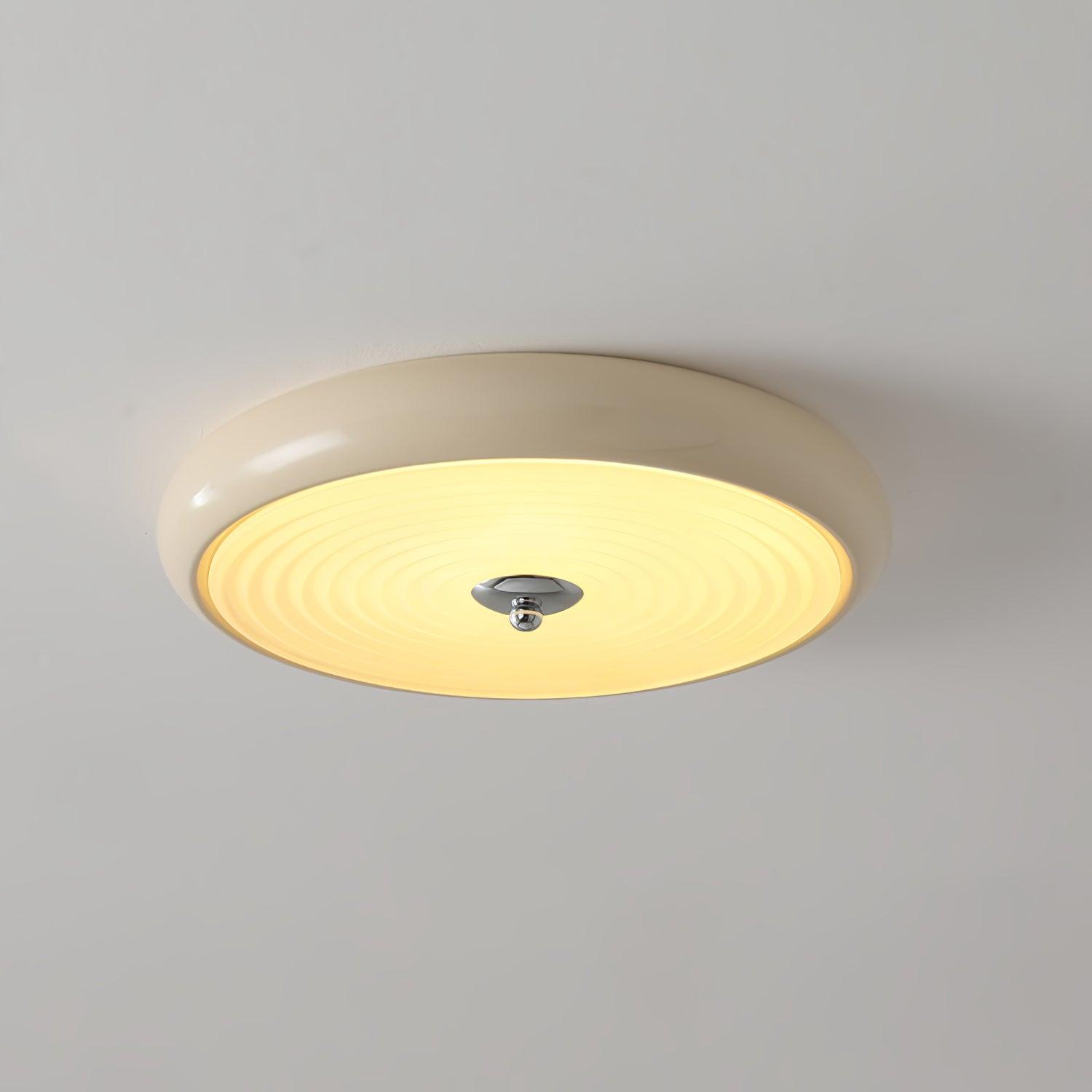 Modern Ripple Glass Flush Mount Ceiling Light Cream Textured Shade Overhead Fixture
