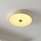 Modern Ripple Glass Flush Mount Ceiling Light Cream Textured Shade Overhead Fixture