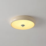 Modern Ripple Glass Flush Mount Ceiling Light Cream Textured Shade Overhead Fixture
