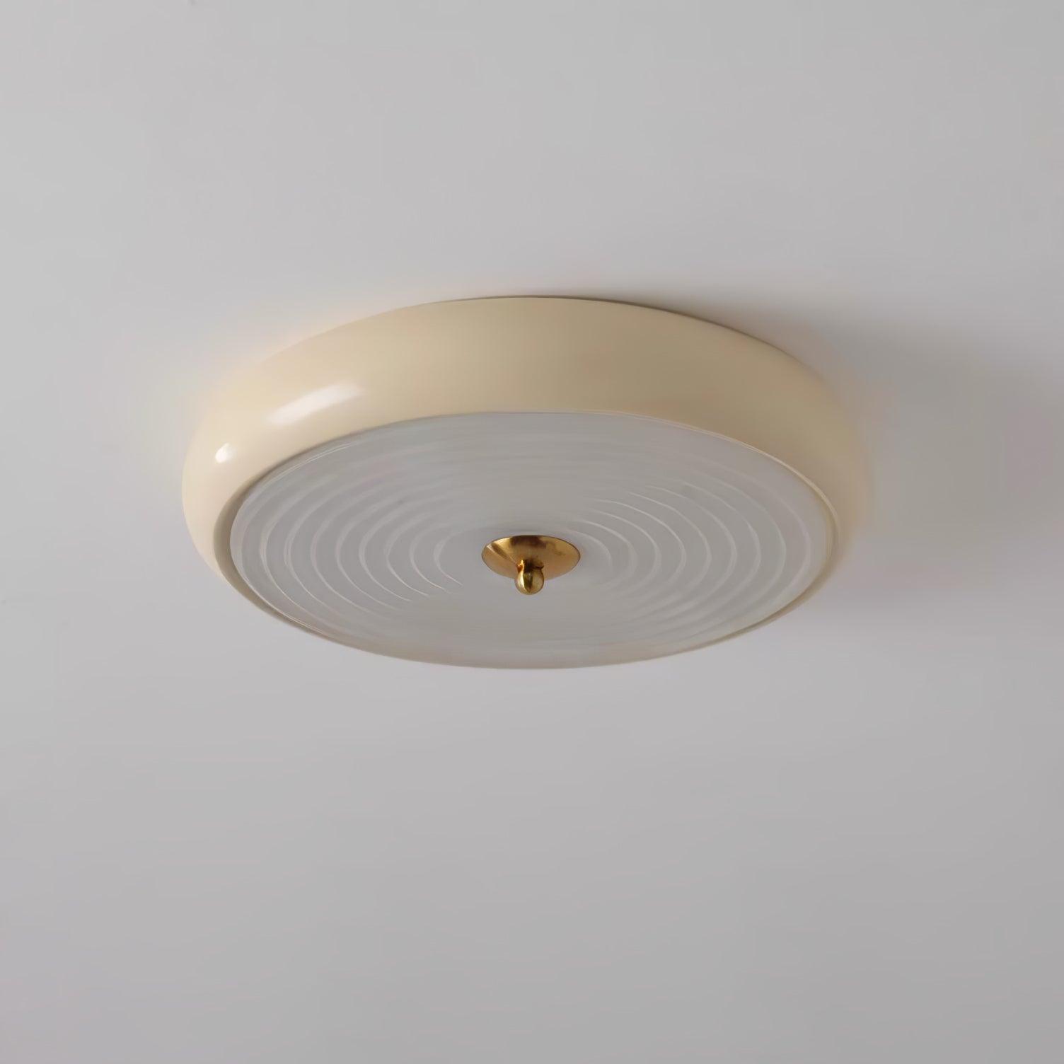 Modern Ripple Glass Flush Mount Ceiling Light Cream Textured Shade Overhead Fixture