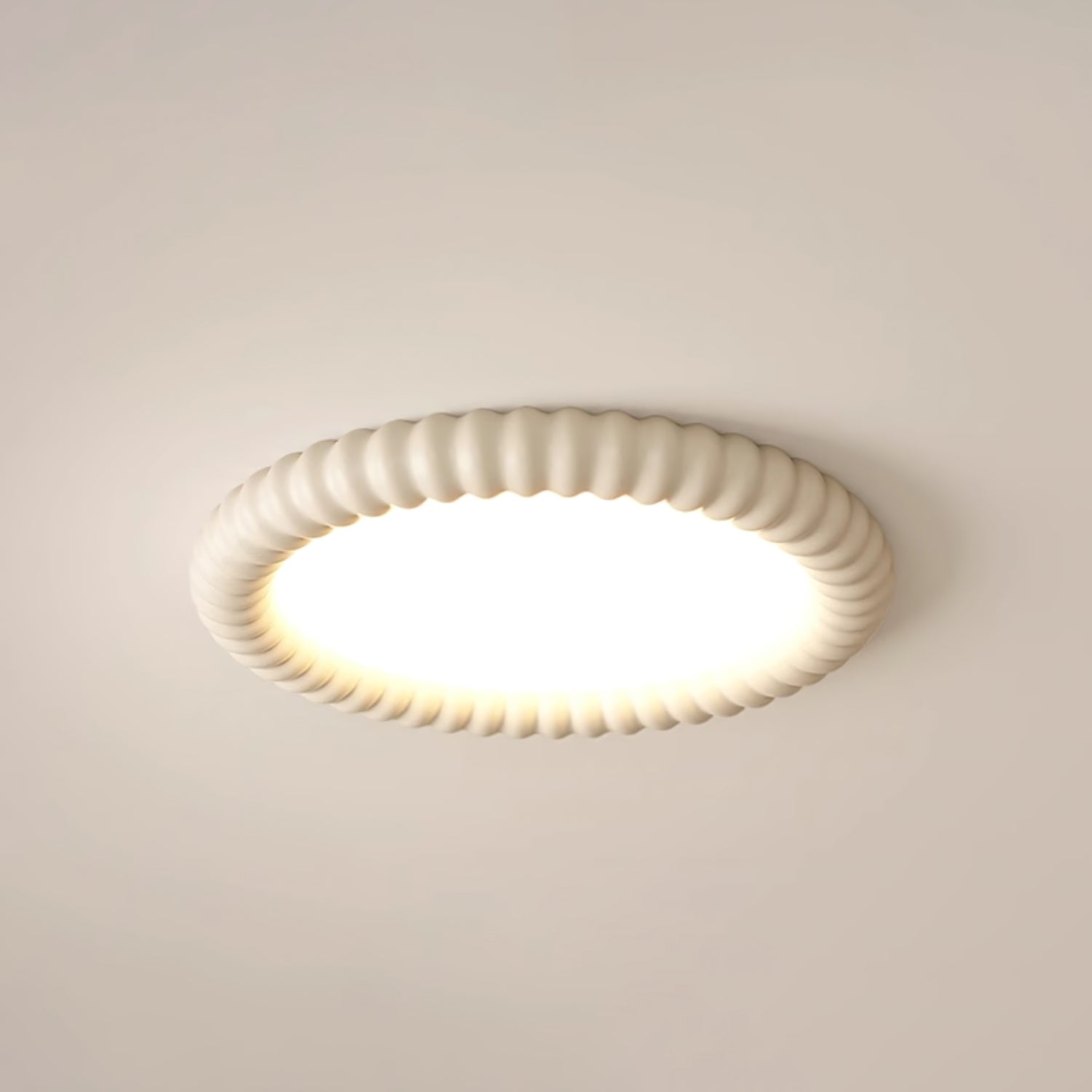 Ripple Ribbed Halo LED Ceiling Light Modern Textured Resin Flush Mount Fixture
