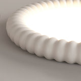 Ripple Ribbed Halo LED Ceiling Light Modern Textured Resin Flush Mount Fixture