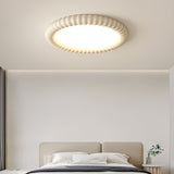 Ripple Ribbed Halo LED Ceiling Light Modern Textured Resin Flush Mount Fixture