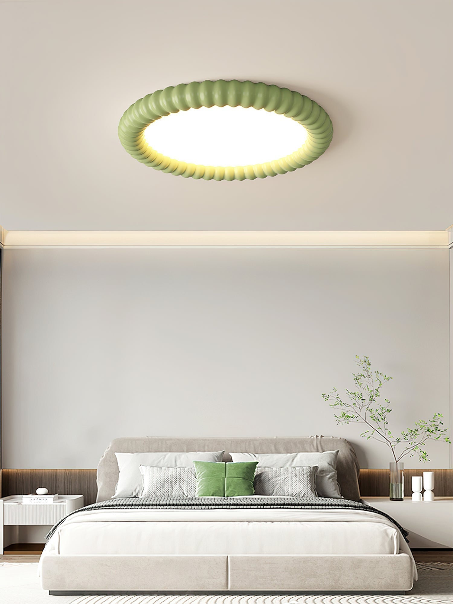Ripple Ribbed Halo LED Ceiling Light Modern Textured Resin Flush Mount Fixture