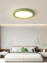 Ripple Ribbed Halo LED Ceiling Light Modern Textured Resin Flush Mount Fixture