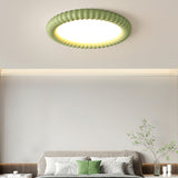 Ripple Ribbed Halo LED Ceiling Light Modern Textured Resin Flush Mount Fixture