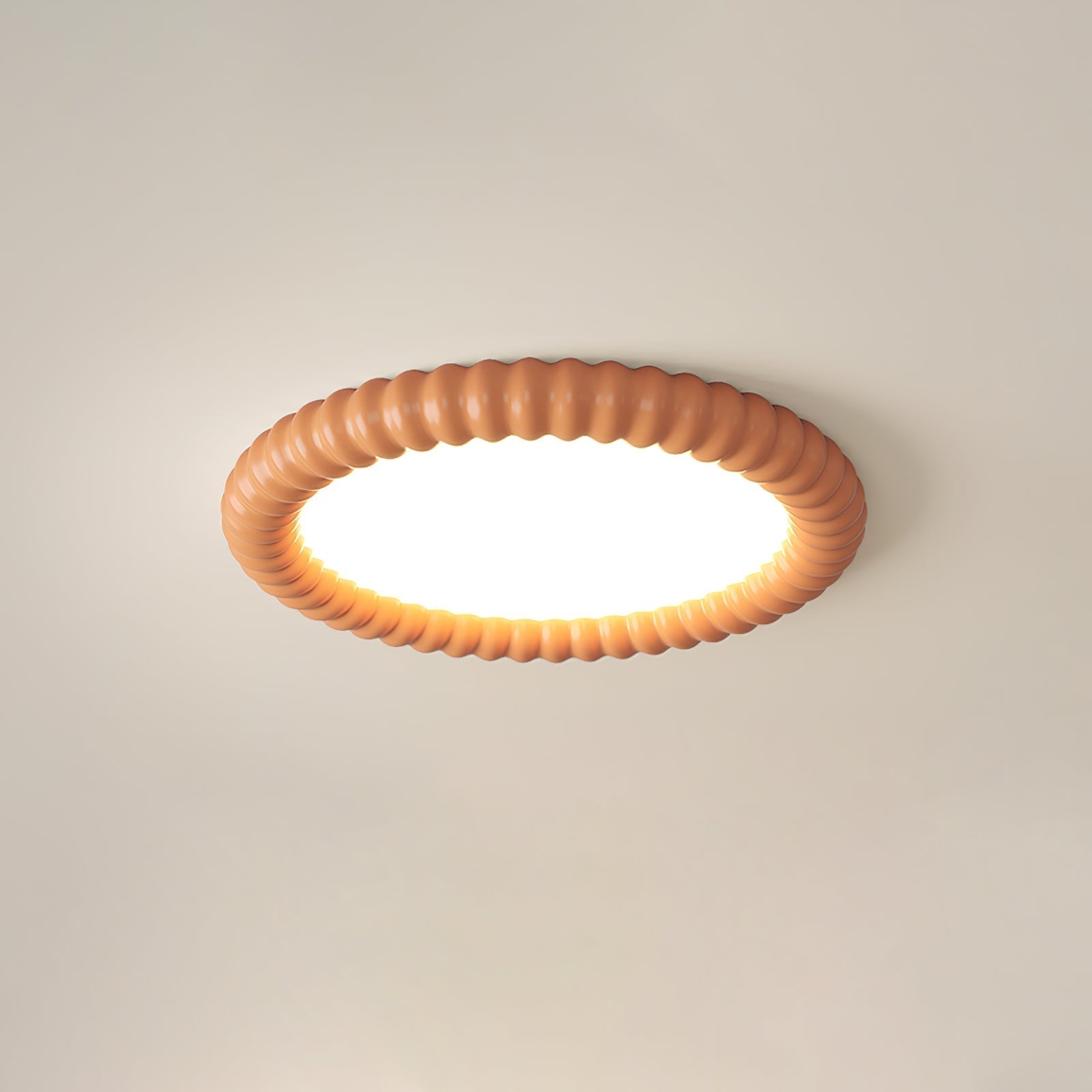 Ripple Ribbed Halo LED Ceiling Light Modern Textured Resin Flush Mount Fixture