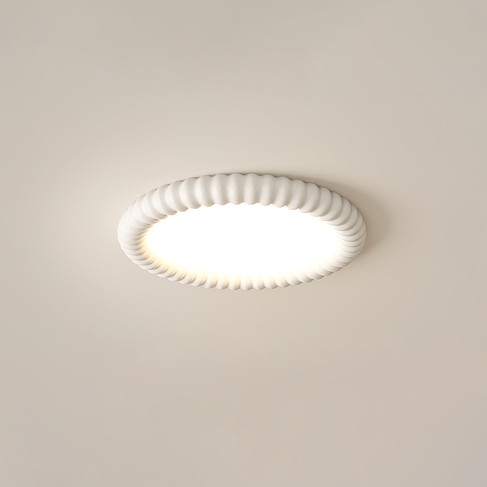 Ripple Ribbed Halo LED Ceiling Light Modern Textured Resin Flush Mount Fixture