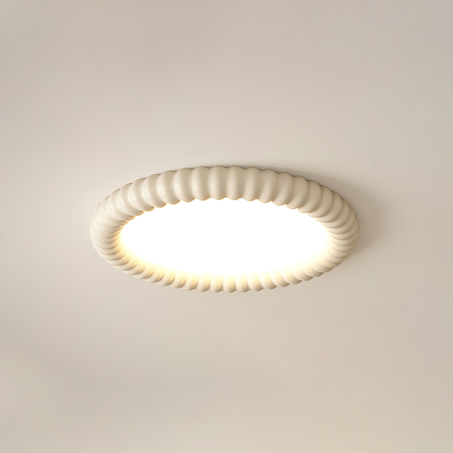 Ripple Ribbed Halo LED Ceiling Light Modern Textured Resin Flush Mount Fixture