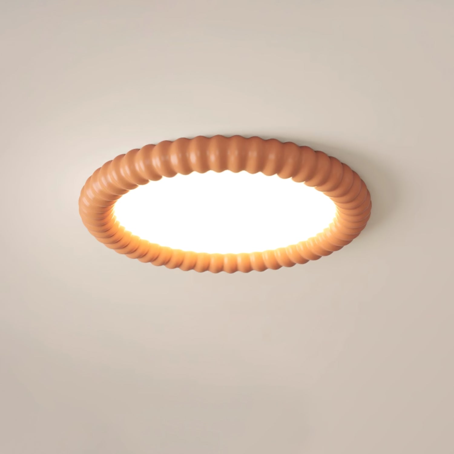 Ripple Ribbed Halo LED Ceiling Light Modern Textured Resin Flush Mount Fixture