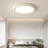 Ripple Ribbed Halo LED Ceiling Light Modern Textured Resin Flush Mount Fixture