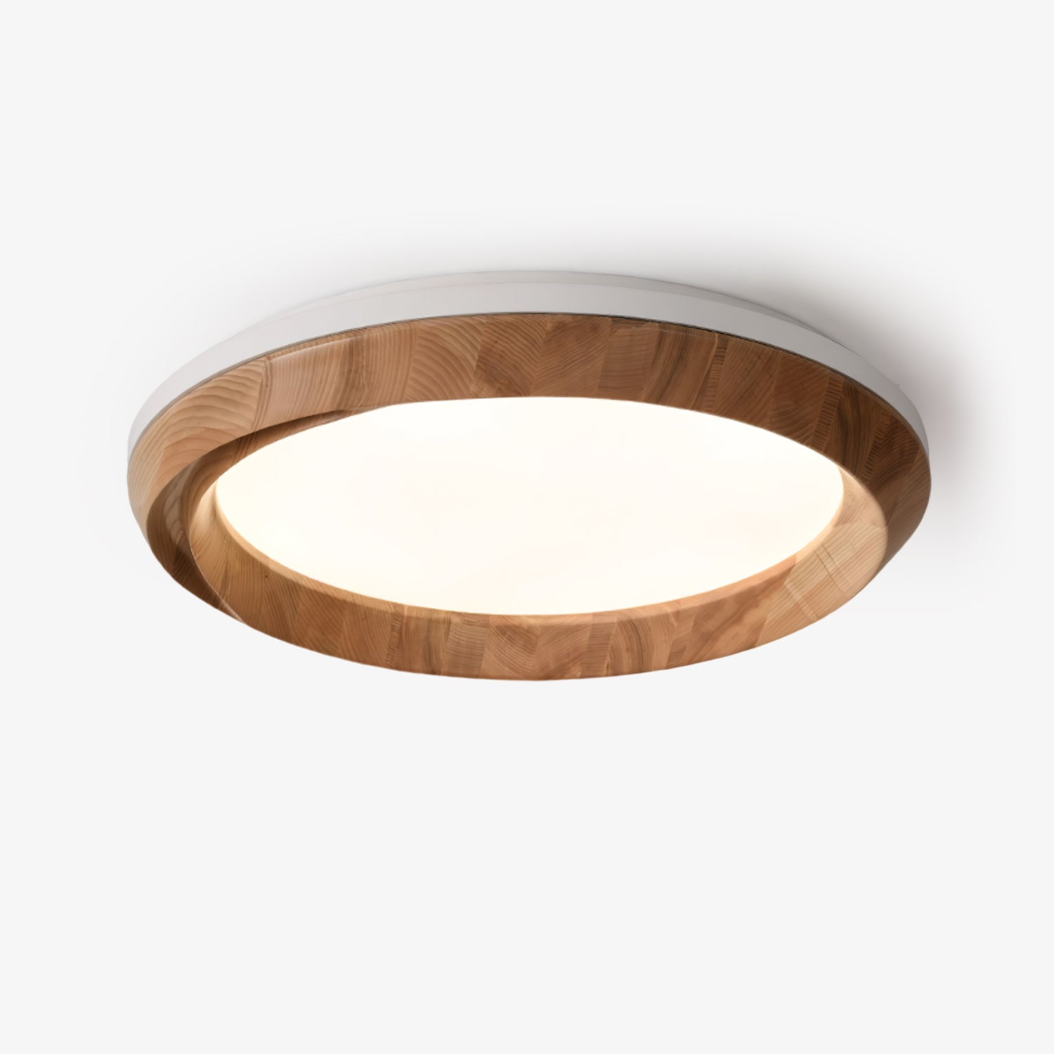 Modern Ripple Wood Integrated LED Ceiling Light Circular Flush Mount Fixture