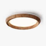 Modern Ripple Wood Integrated LED Ceiling Light Circular Flush Mount Fixture