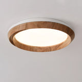 Modern Ripple Wood Integrated LED Ceiling Light Circular Flush Mount Fixture