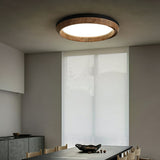 Modern Ripple Wood Integrated LED Ceiling Light Circular Flush Mount Fixture