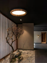 Modern Ripple Wood Integrated LED Ceiling Light Circular Flush Mount Fixture