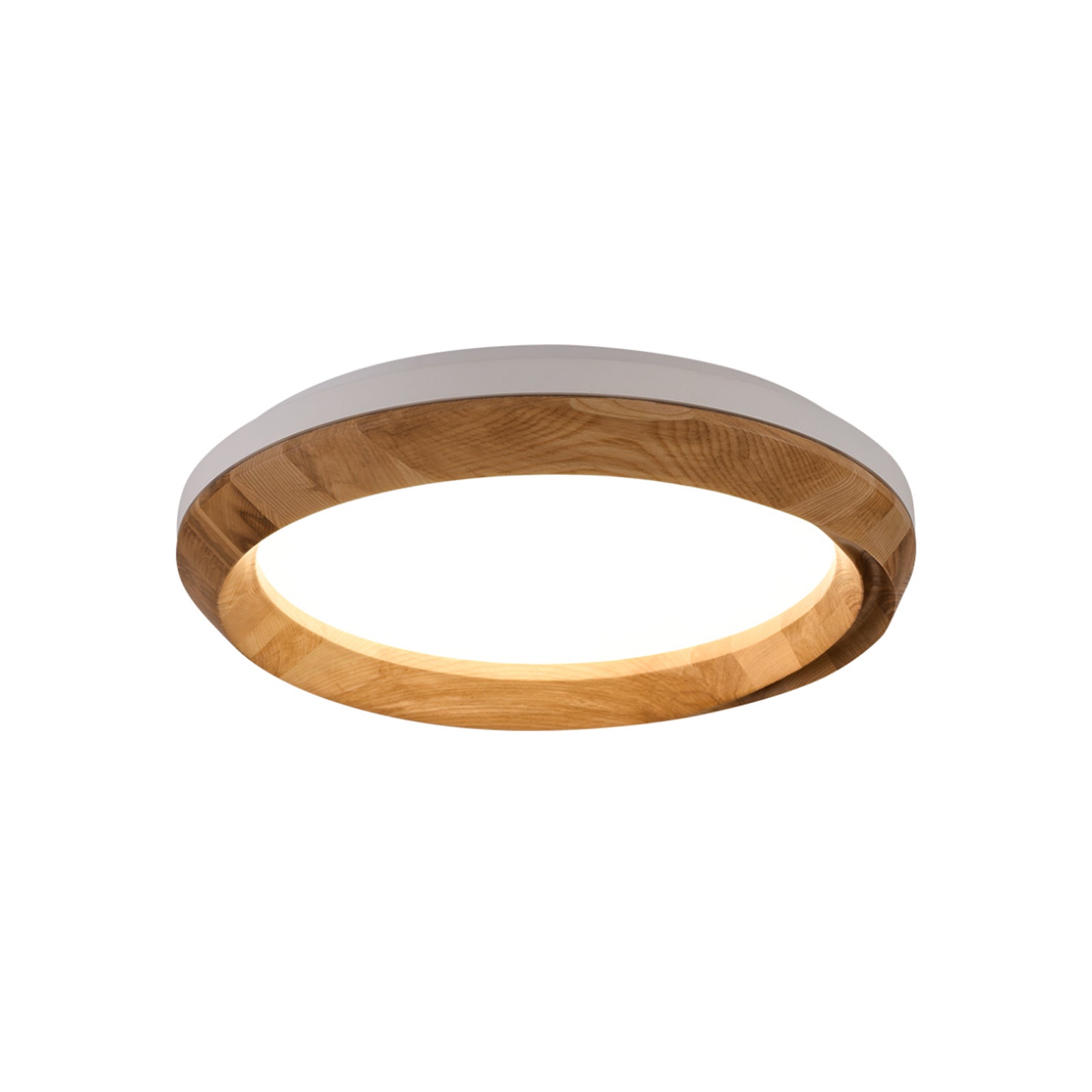 Modern Ripple Wood Integrated LED Ceiling Light Circular Flush Mount Fixture