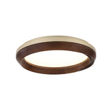 Modern Ripple Wood Integrated LED Ceiling Light Circular Flush Mount Fixture