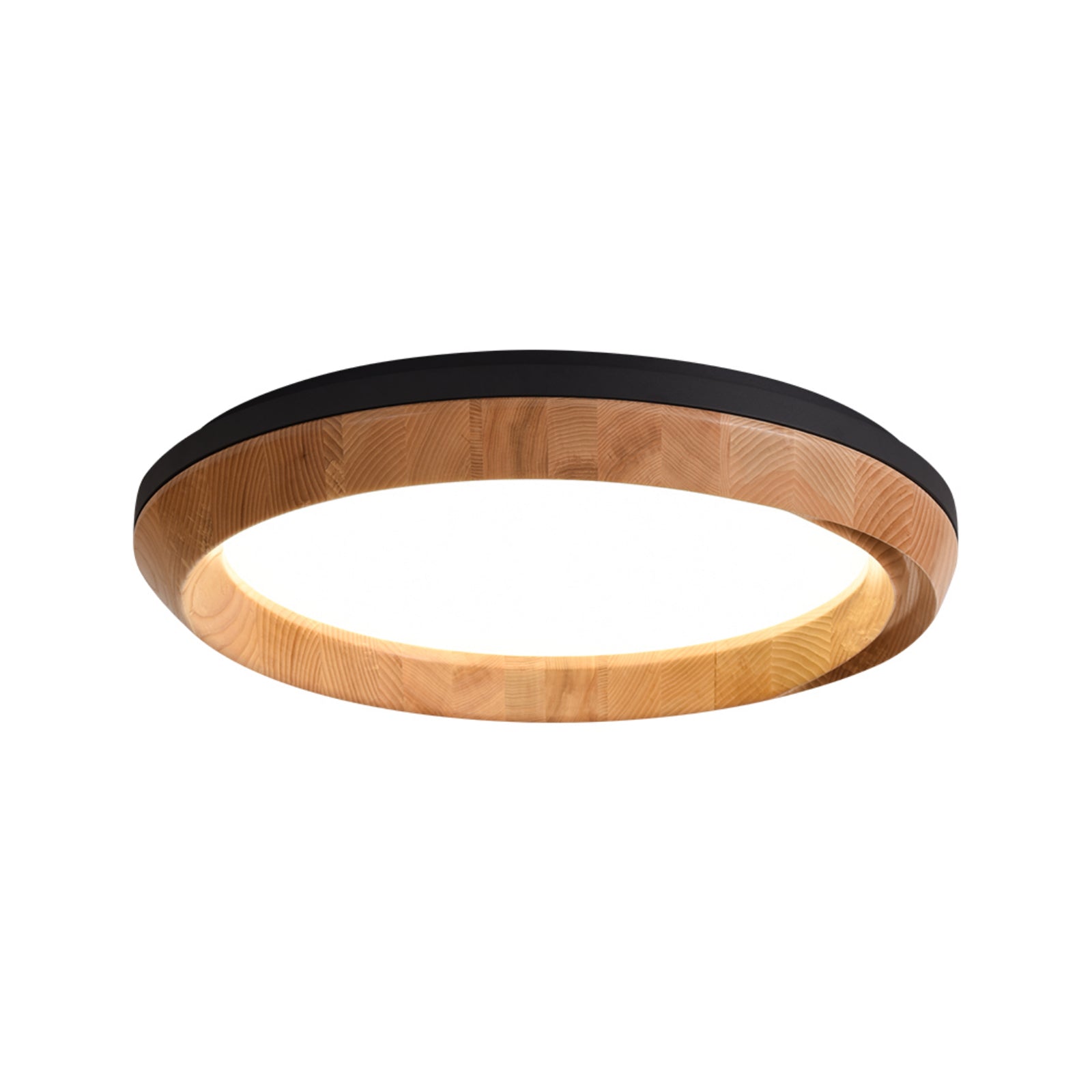 Modern Ripple Wood Integrated LED Ceiling Light Circular Flush Mount Fixture