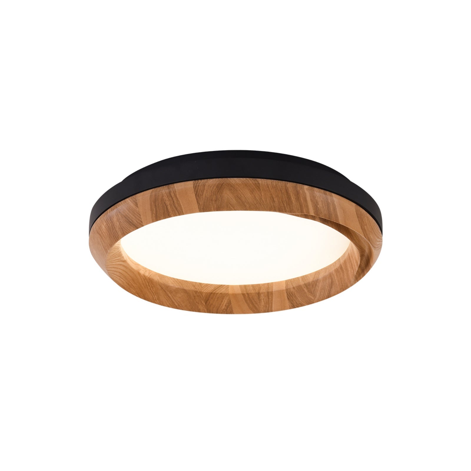 Modern Ripple Wood Integrated LED Ceiling Light Circular Flush Mount Fixture