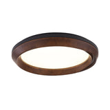Modern Ripple Wood Integrated LED Ceiling Light Circular Flush Mount Fixture
