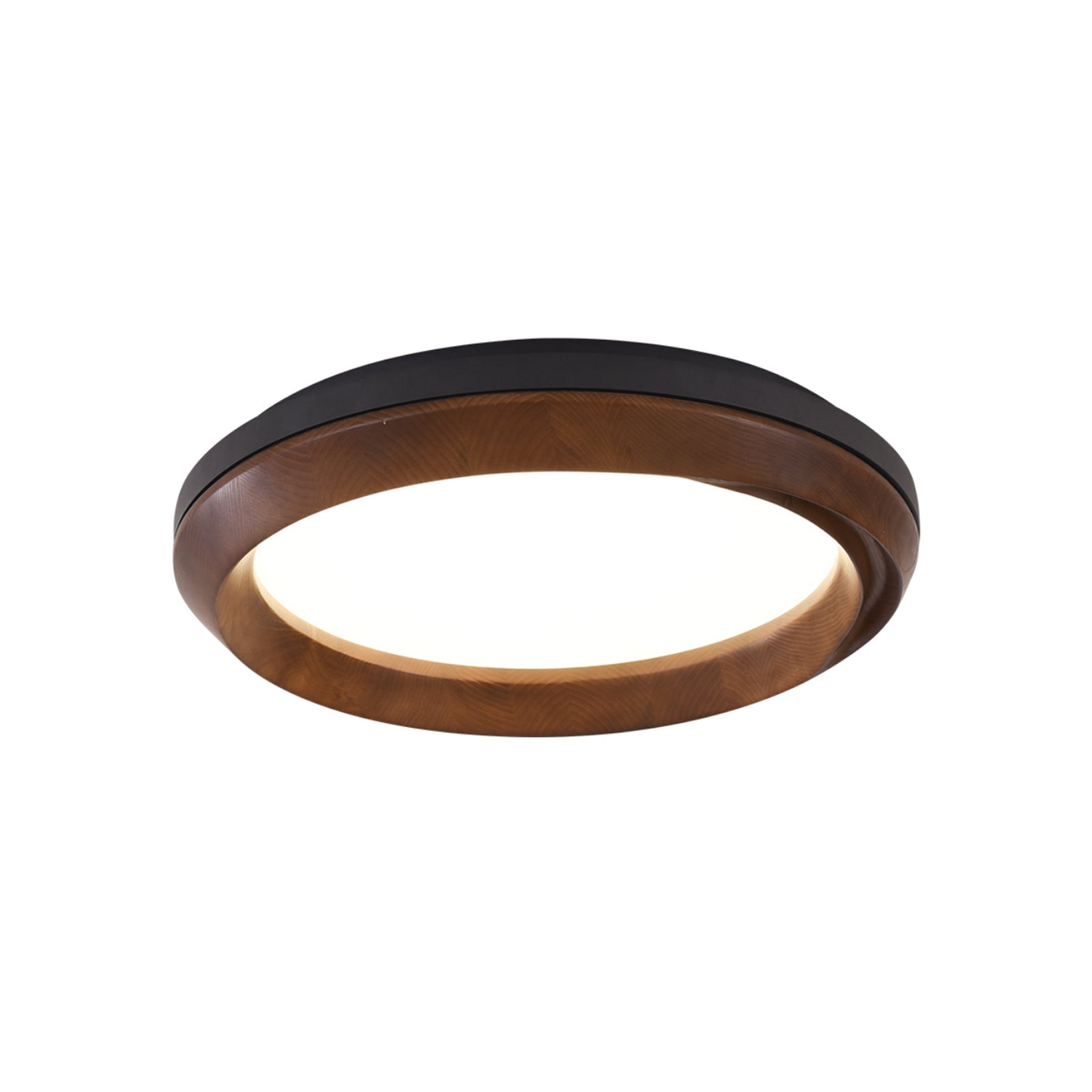 Modern Ripple Wood Integrated LED Ceiling Light Circular Flush Mount Fixture