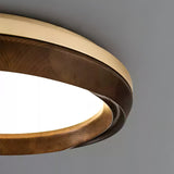 Modern Ripple Wood Integrated LED Ceiling Light Circular Flush Mount Fixture