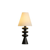 Ripple Wood Accent Table Lamp with Fabric Shade and Sculpted Base for Home Decor