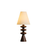 Ripple Wood Accent Table Lamp with Fabric Shade and Sculpted Base for Home Decor