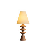 Ripple Wood Accent Table Lamp with Fabric Shade and Sculpted Base for Home Decor
