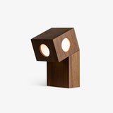 Portable Teak Totem Geometric Table Lamp with Warm LED Ambient Lighting for Modern Home Decor