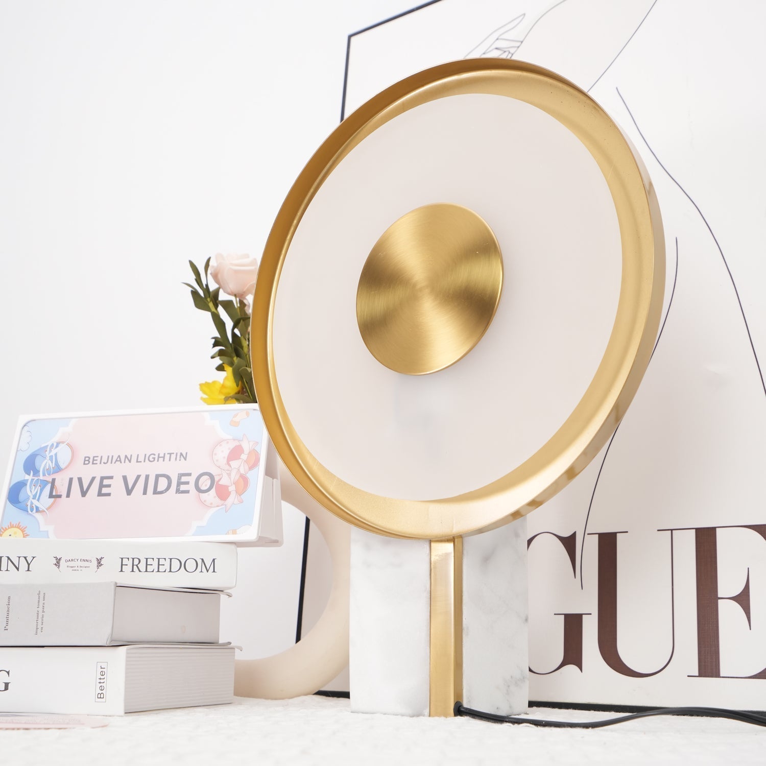 Modern Marble and Gold LED Table Lamp Luxury Desk Light for Bedroom and Living Room