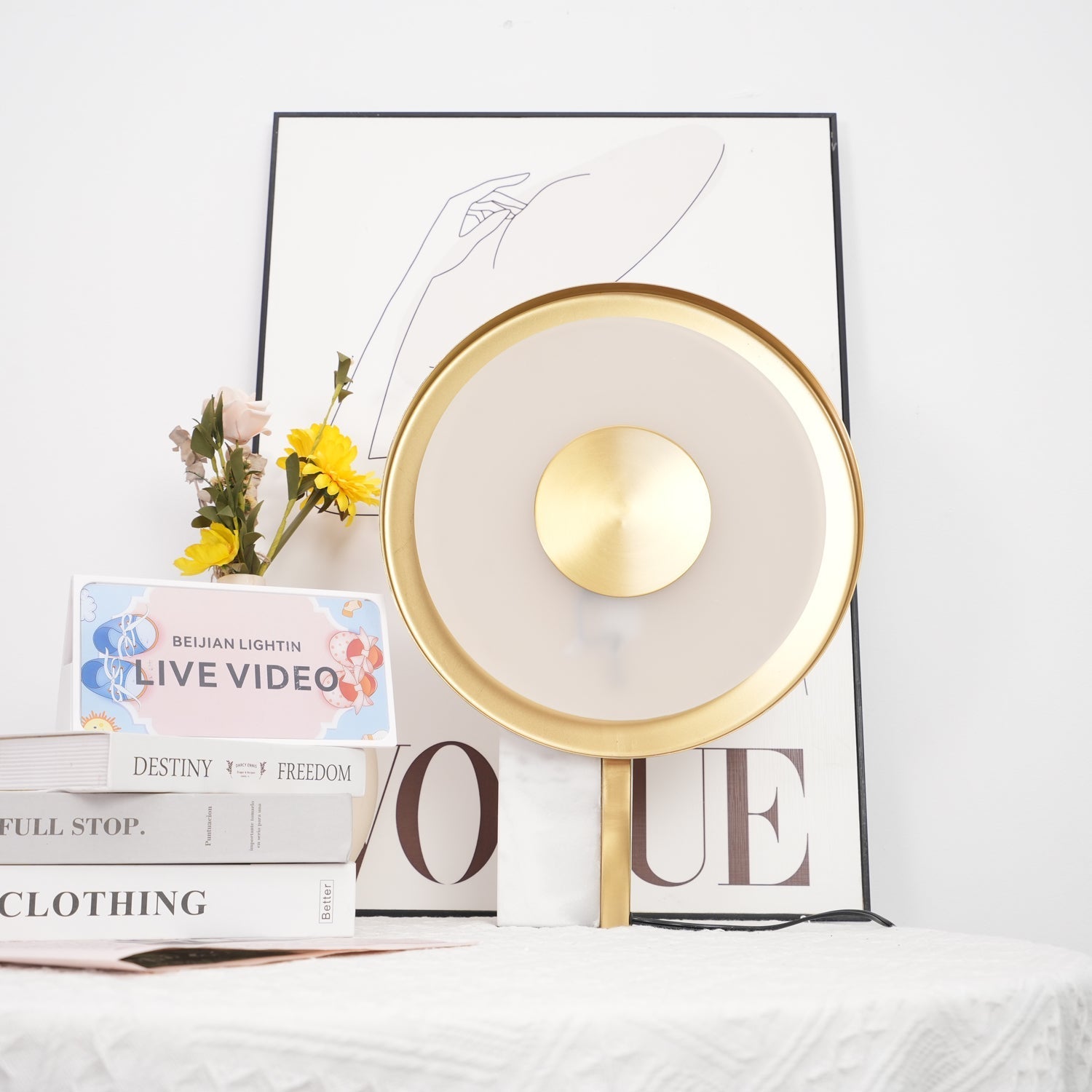 Modern Marble and Gold LED Table Lamp Luxury Desk Light for Bedroom and Living Room