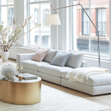 Rocker Adjustable Modern Floor Lamp with Chrome Body and White Fabric Drum Shade