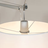 Rocker Adjustable Modern Floor Lamp with Chrome Body and White Fabric Drum Shade