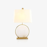 Elegant Roma Alabaster Stone Table Lamp with Gold Finish and White Fabric Shade