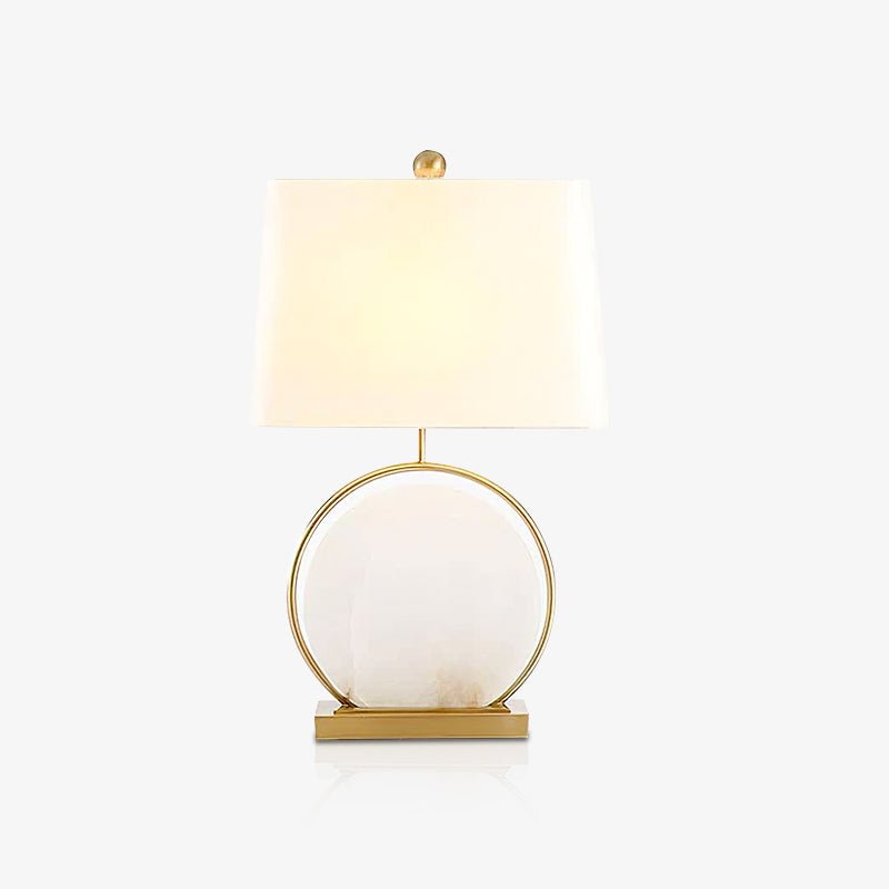 Elegant Roma Alabaster Stone Table Lamp with Gold Finish and White Fabric Shade