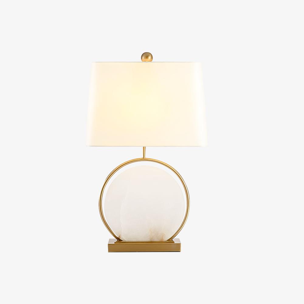 Elegant Roma Alabaster Stone Table Lamp with Gold Finish and White Fabric Shade