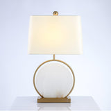 Elegant Roma Alabaster Stone Table Lamp with Gold Finish and White Fabric Shade