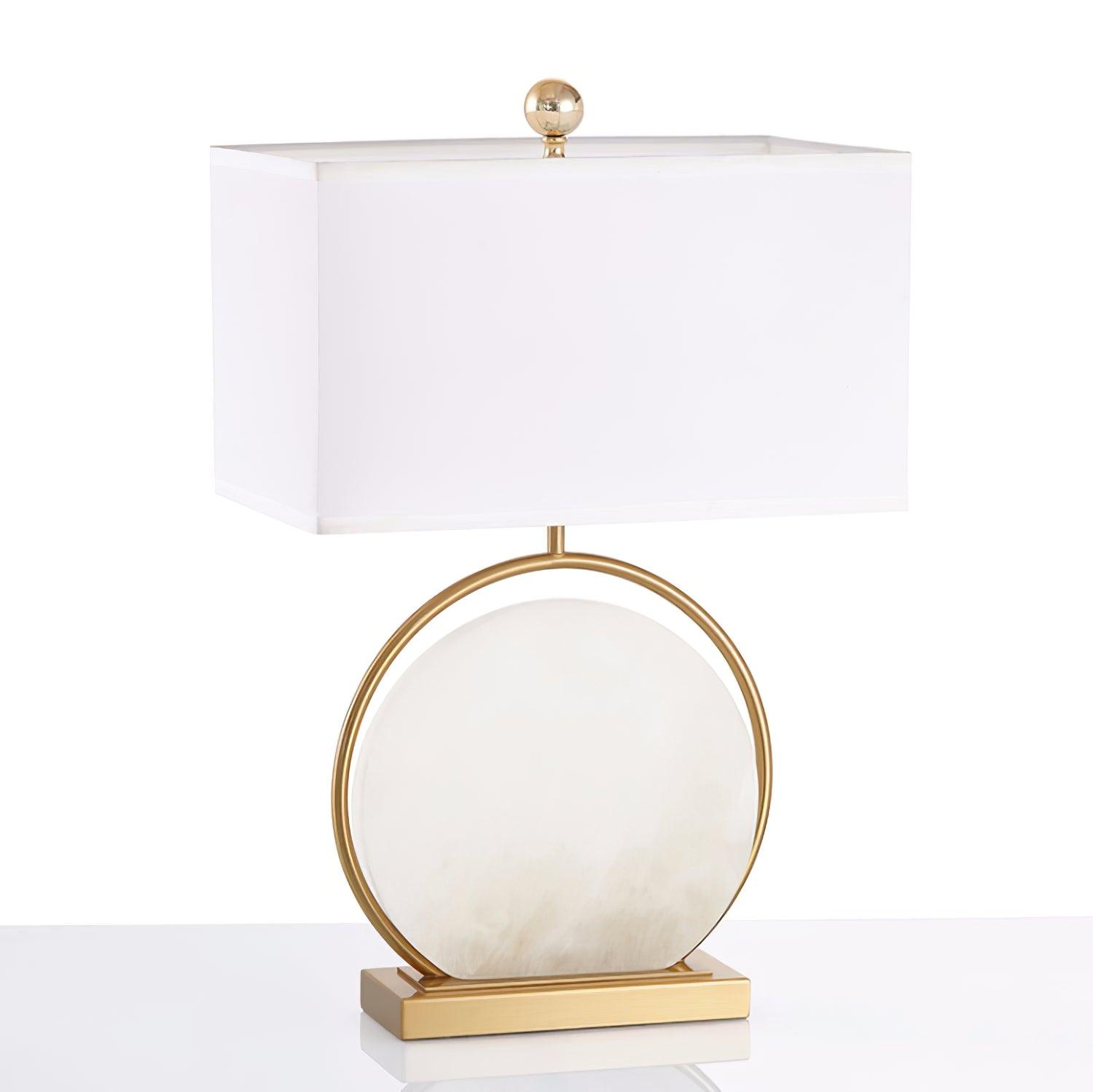 Elegant Roma Alabaster Stone Table Lamp with Gold Finish and White Fabric Shade