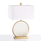 Elegant Roma Alabaster Stone Table Lamp with Gold Finish and White Fabric Shade