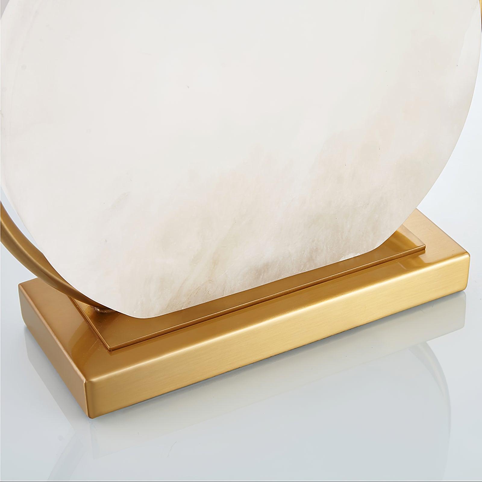 Elegant Roma Alabaster Stone Table Lamp with Gold Finish and White Fabric Shade