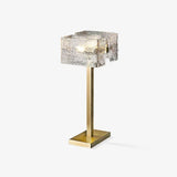 Roosevelt Modern Gold Brass Table Lamp with Clear Glass Shade and Minimalist Design