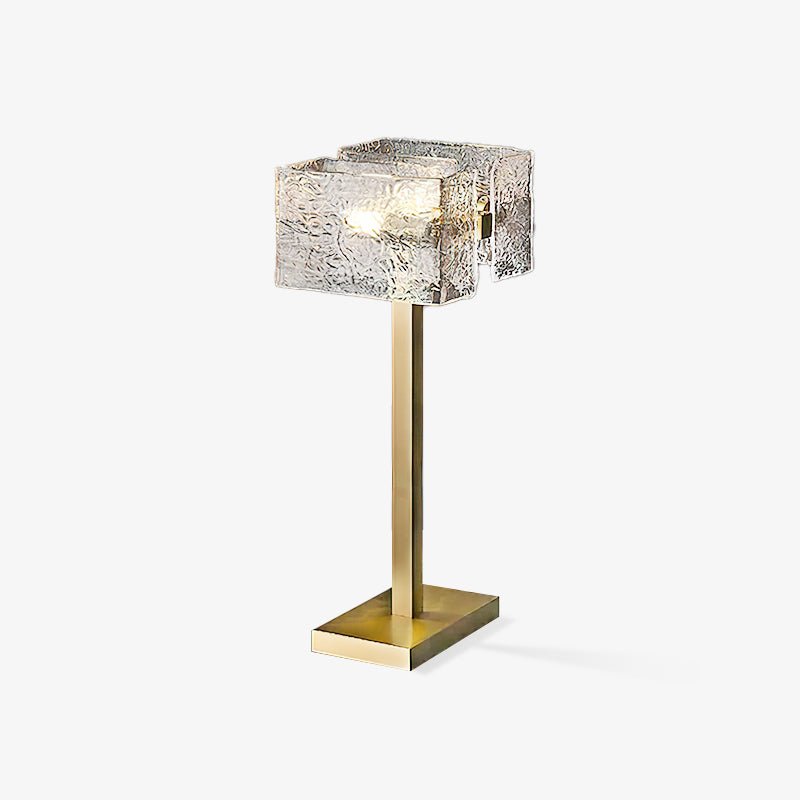 Roosevelt Modern Gold Brass Table Lamp with Clear Glass Shade and Minimalist Design